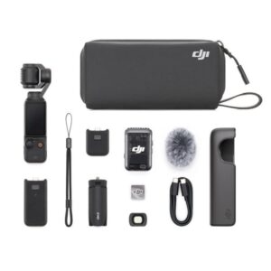 اقلام موجود در بسته DJI Osmo Pocket 3 Creator Combo شامل میکروفون، پایه و فیلتر ND