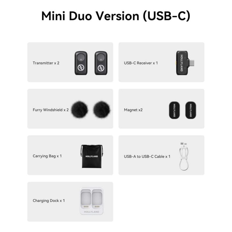 میکروفون یقهای بیسیم هالیلند مدل LARK A1 Mini Duo با کانکتور USB-C